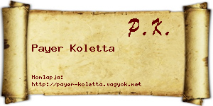 Payer Koletta névjegykártya